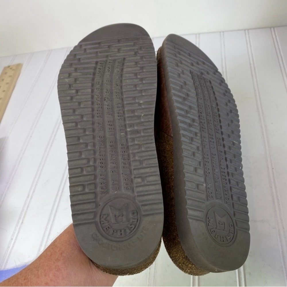 Metaphisto brown leather footbed slide sandals - Picture 2 of 5